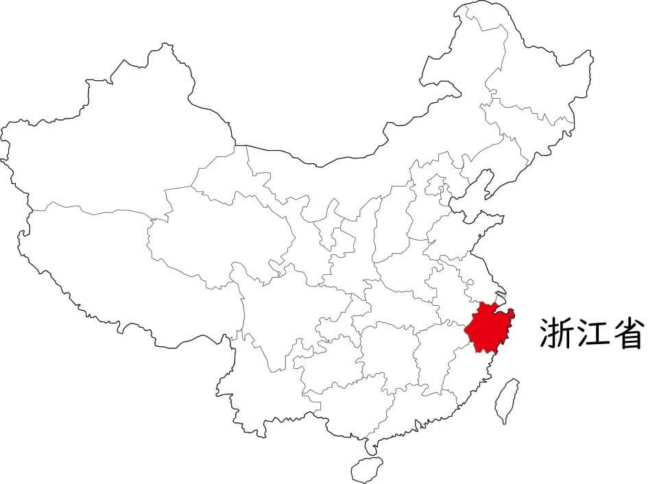 中国の中での浙江省の位置。