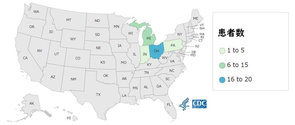 CDCホームページからのマップ