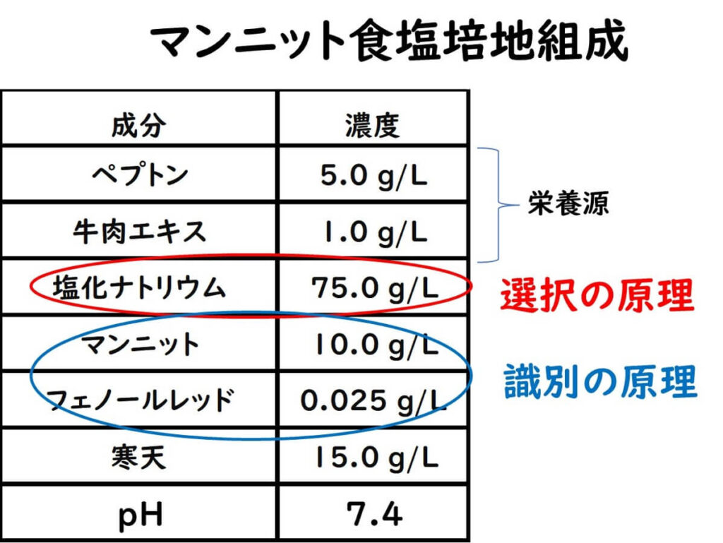 マンニット食塩培地の組成