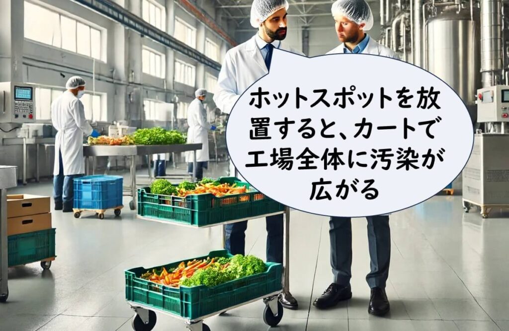 ホットスポットを放置するとカートによって工場全体に汚染が広がる
