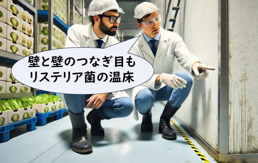 工場の壁と壁のつなぎ目もリステリアの温床