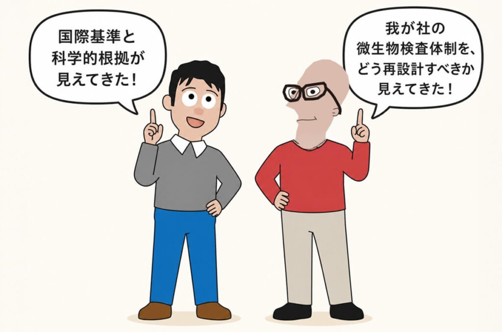 国際基準と科学的根拠を理解し、自社の食品微生物検査体制をHACCP時代に合わせて再設計する方向性が見えてきた様子。