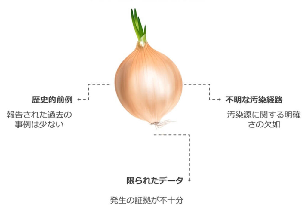 玉ねぎを原因とする腸管出血性大腸菌の解析イラスト